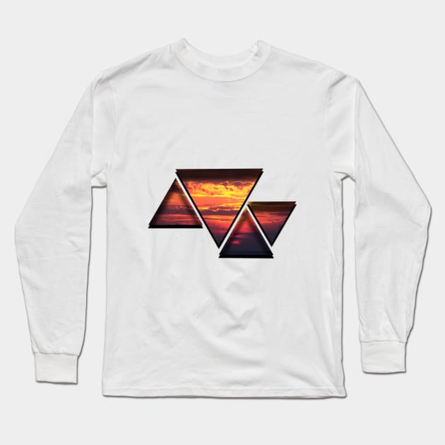 Cool Sunset Polygon Design Long Sleeve T-Shirt by Tonyopp